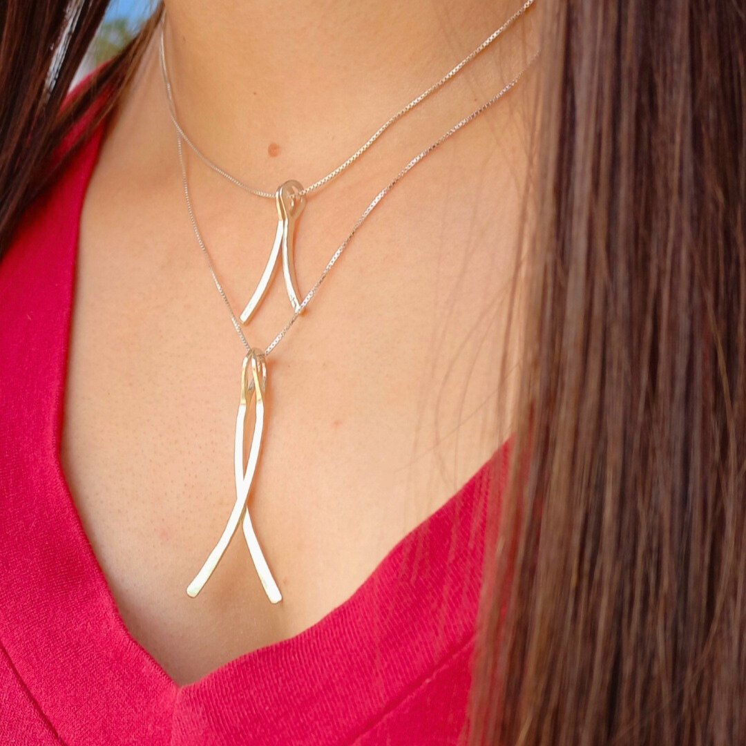 Colar Prata 950 2 Barras M