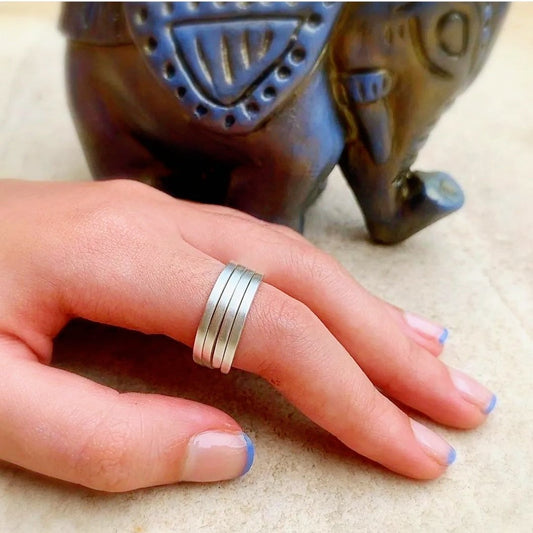 Anel Espiral Duplo G Prata 950